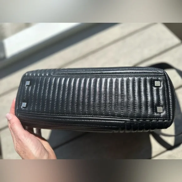 Bally Black Lambskin Quilted Geometric Shoulder Bag | Vintage | EUC - Picture 8 of 13